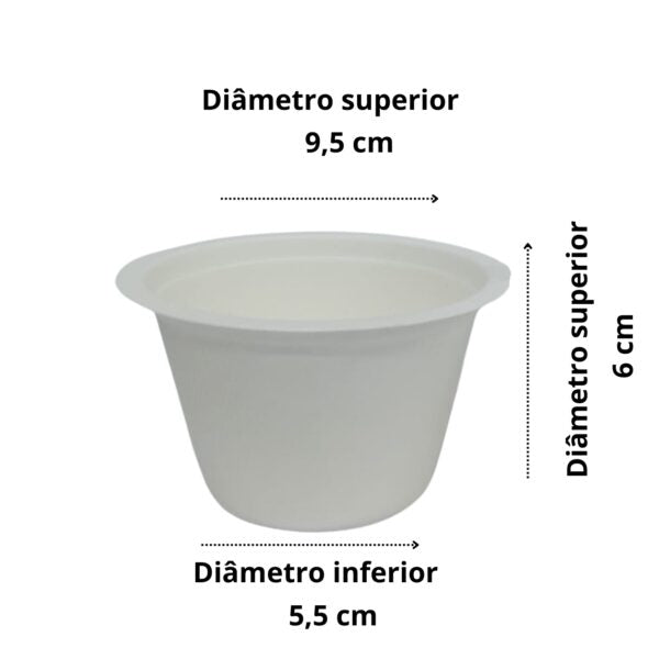 Pote 160ml sem tampa branco biodegradável e compostável – 50 un