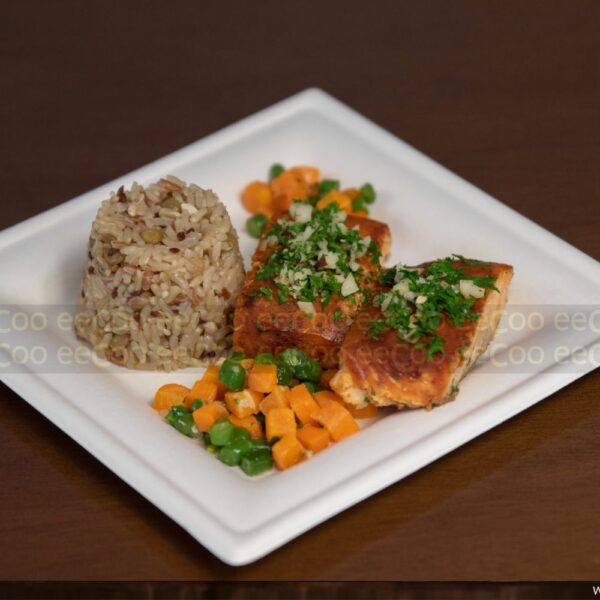 Prato sobremesa quadrado 16 x 16 cm biodegradável e compostável – 50 un