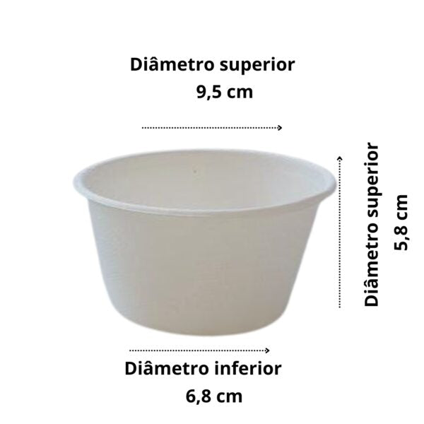 Pote sem tampa 210ml branco biodegradável e compostável - 50 un