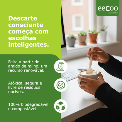 Colher de refeição 16 cm biodegradável e compostável – 100 un