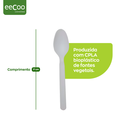 Colher de refeição 16 cm biodegradável e compostável – 100 un