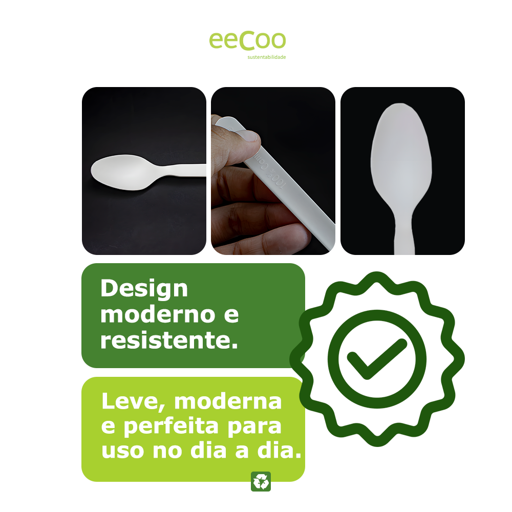 Colher de refeição 16 cm biodegradável e compostável – 100 un