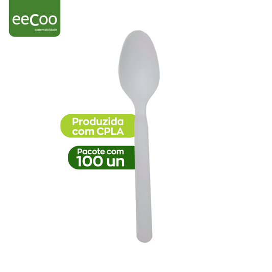 Colher de refeição 16 cm biodegradável e compostável – 100 un