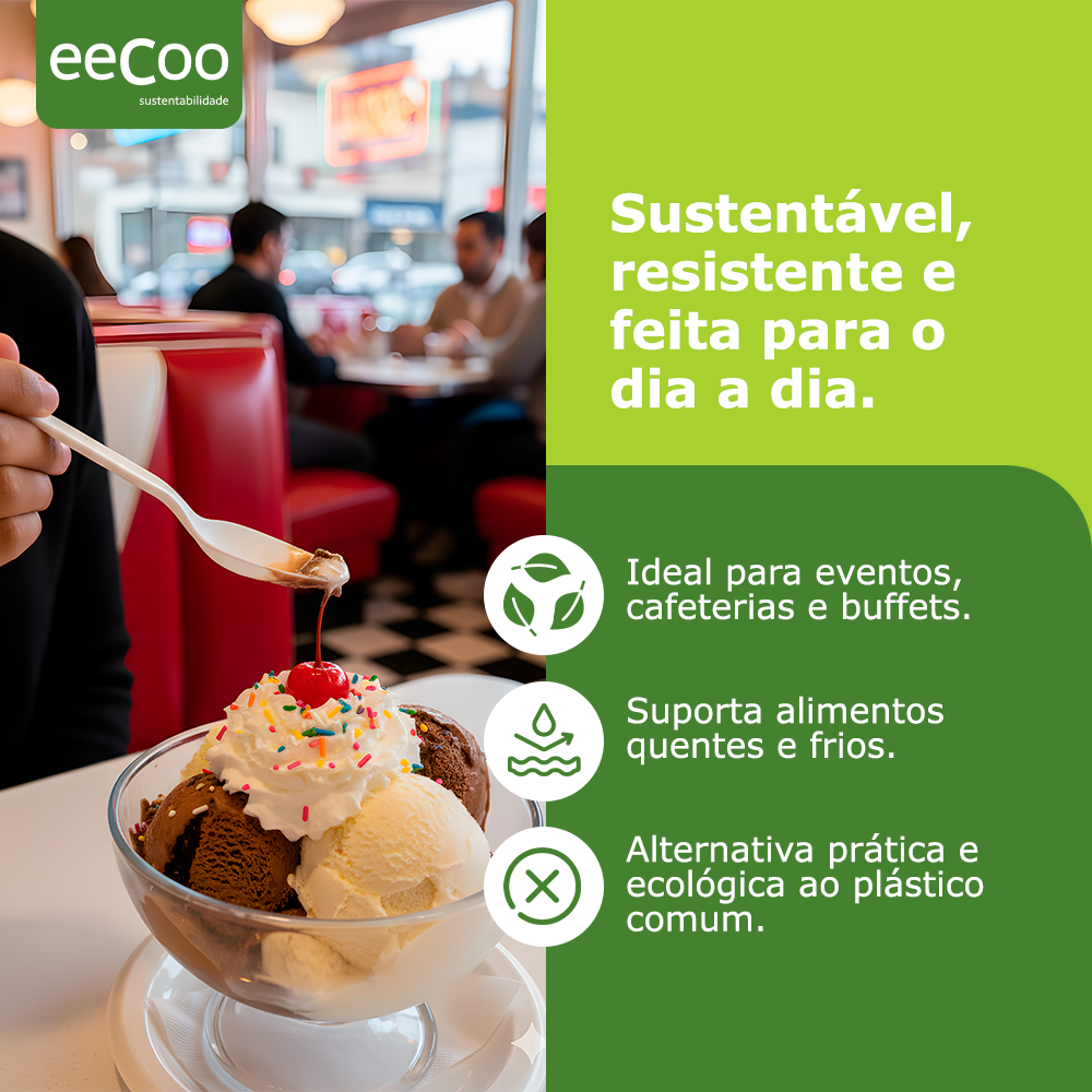 Colher de refeição 16 cm biodegradável e compostável – 100 un