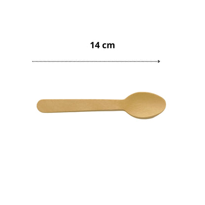 Colher de madeira 14 cm biodegradável e compostável – 100 un