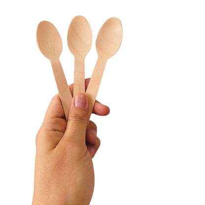 Colher de madeira 14 cm biodegradável e compostável – 100 un