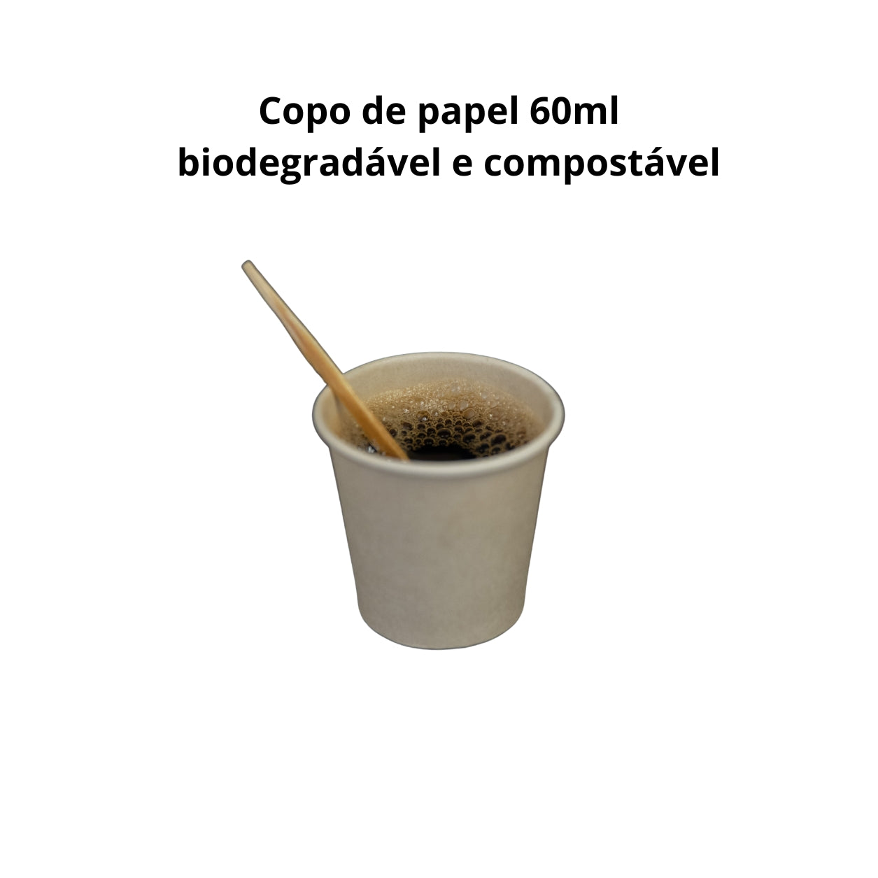Copo de papel 60 ml biodegradável e compostável – 50 un