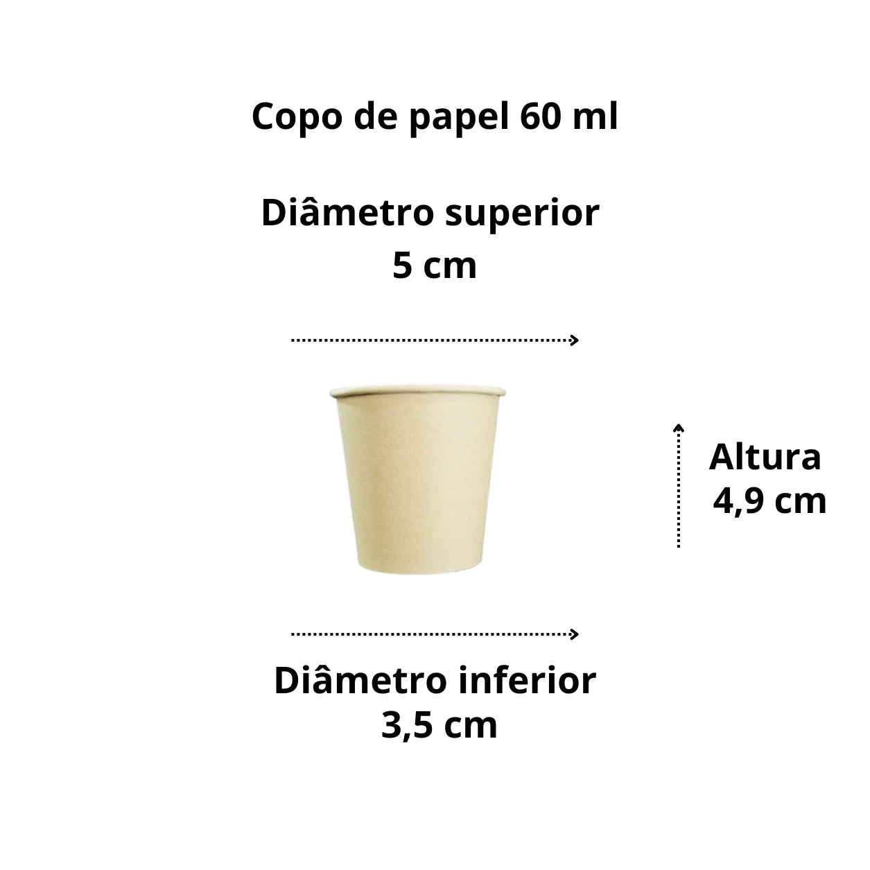 Copo de papel 60 ml biodegradável e compostável – 50 un