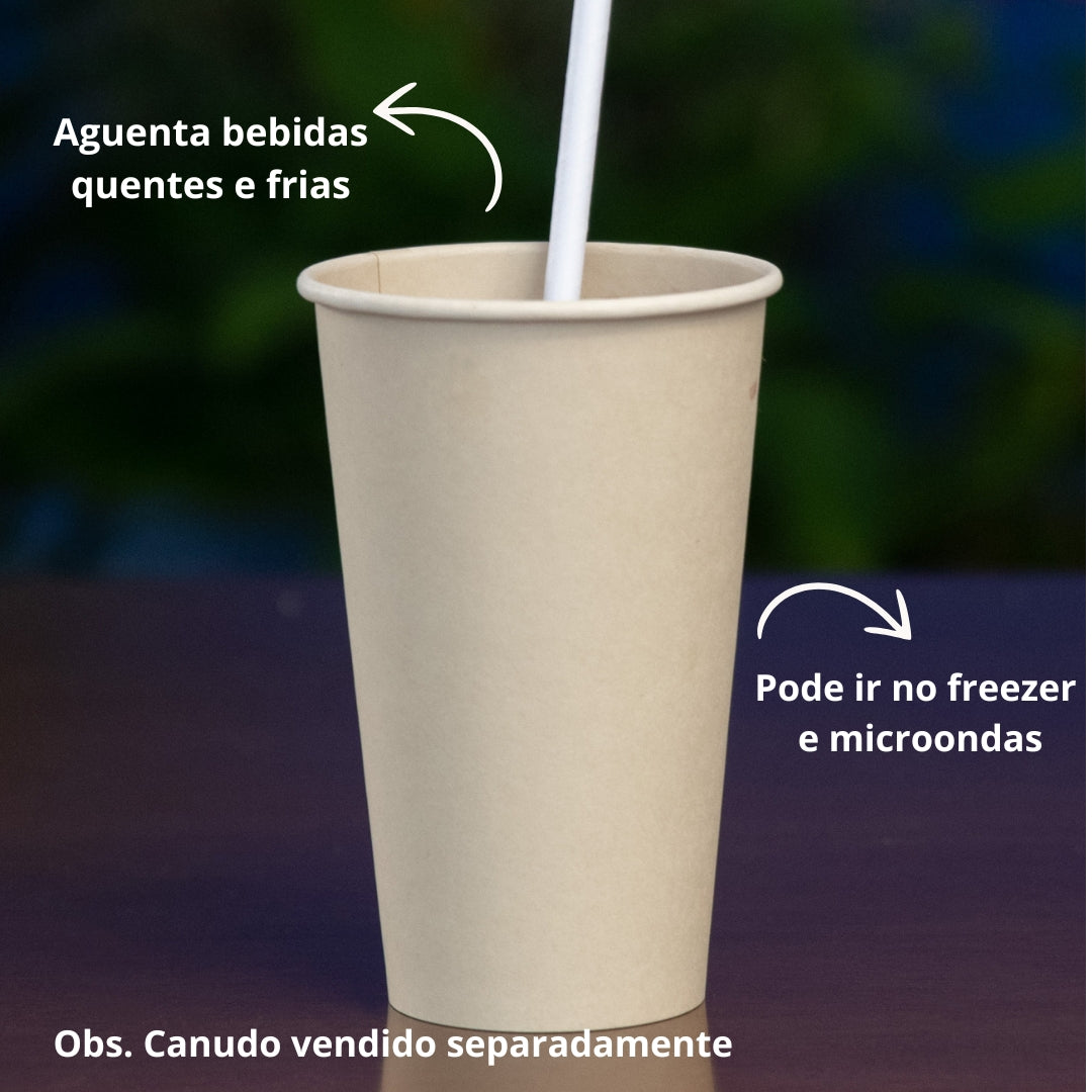 Copo de papel 450 ml biodegradável e compostável – 50 un