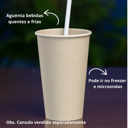 Copo de papel 450 ml biodegradável e compostável – 50 un