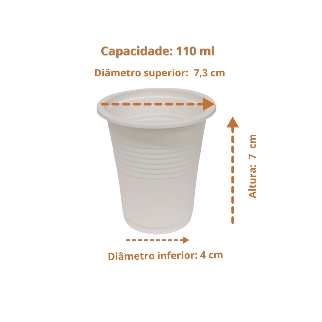 Copo ecológico 110ml de amido de milho – 50 un