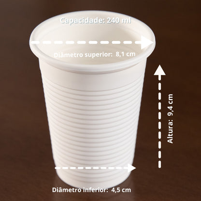 Copo ecológico  240ml de amido de milho – 50 un