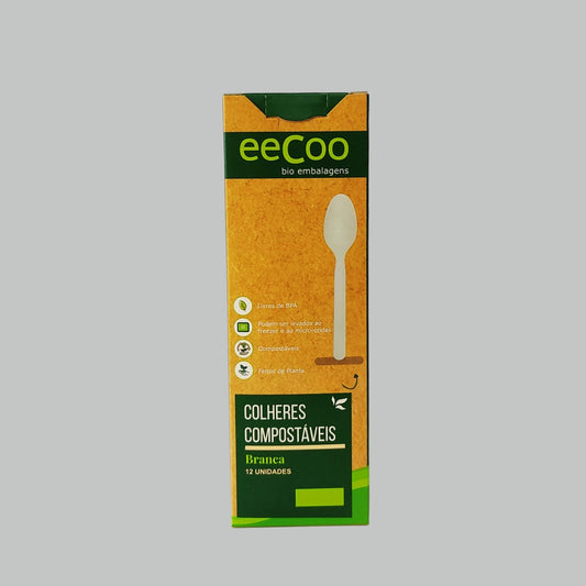 Kit Colher de refeição 16 cm biodegradável e compostável (12 unidades)