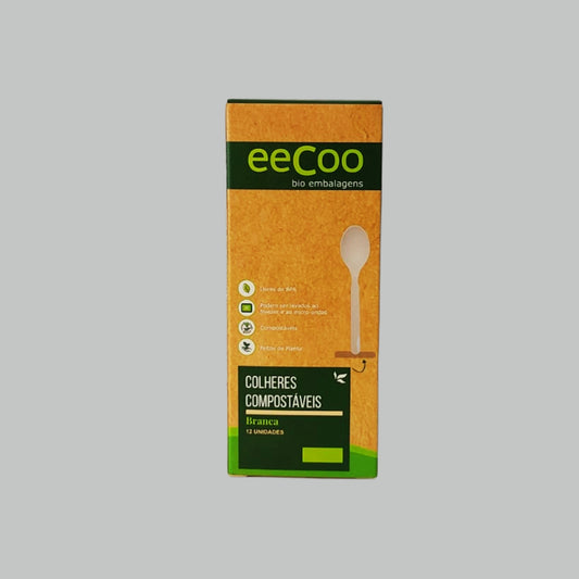Kit Colher sobremesa 14.5 cm biodegradável e compostável (12 unidades)