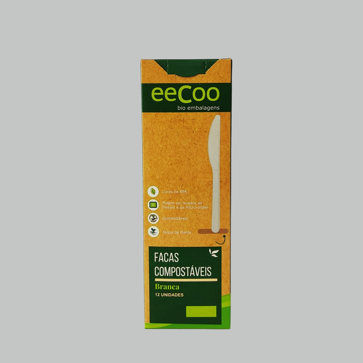 KIt Faca refeição 17cm biodegradável e compostável (12 unidades)