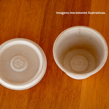 Kit Pote para molho com tampa 120ml Bege biodegradável e compostável – 50 un