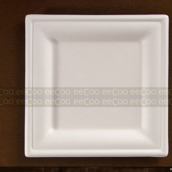 Prato refeição quadrado 20 x 20 cm biodegradável e compostável - 50 un