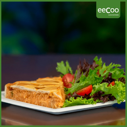 Prato sobremesa quadrado 16 x 16 cm biodegradável e compostável – 50 un