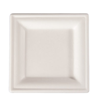 Prato refeição quadrado 20 x 20 cm biodegradável e compostável - 50 un