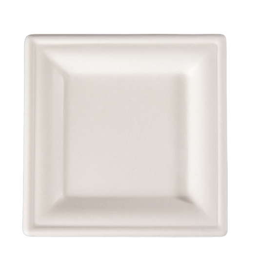 Prato refeição quadrado 20 x 20 cm biodegradável e compostável - 50 un