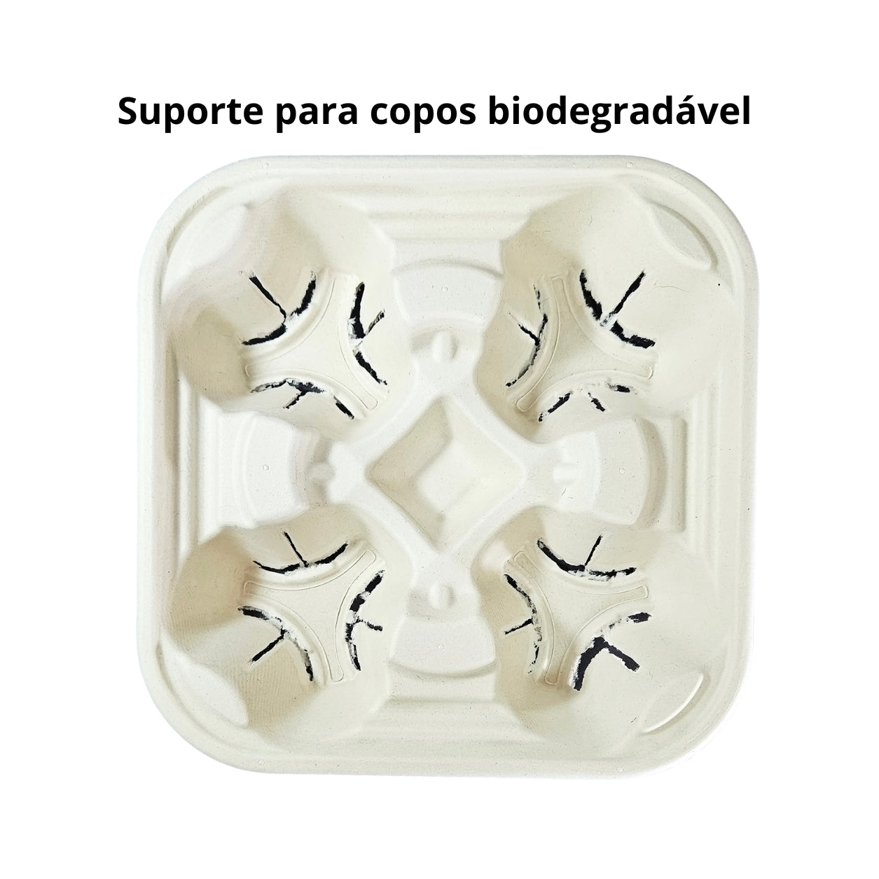 Suporte para 4 copos biodegradável e compostável - 75 un