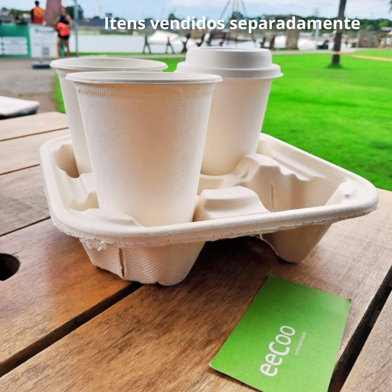Suporte para 4 copos biodegradável e compostável - 75 un