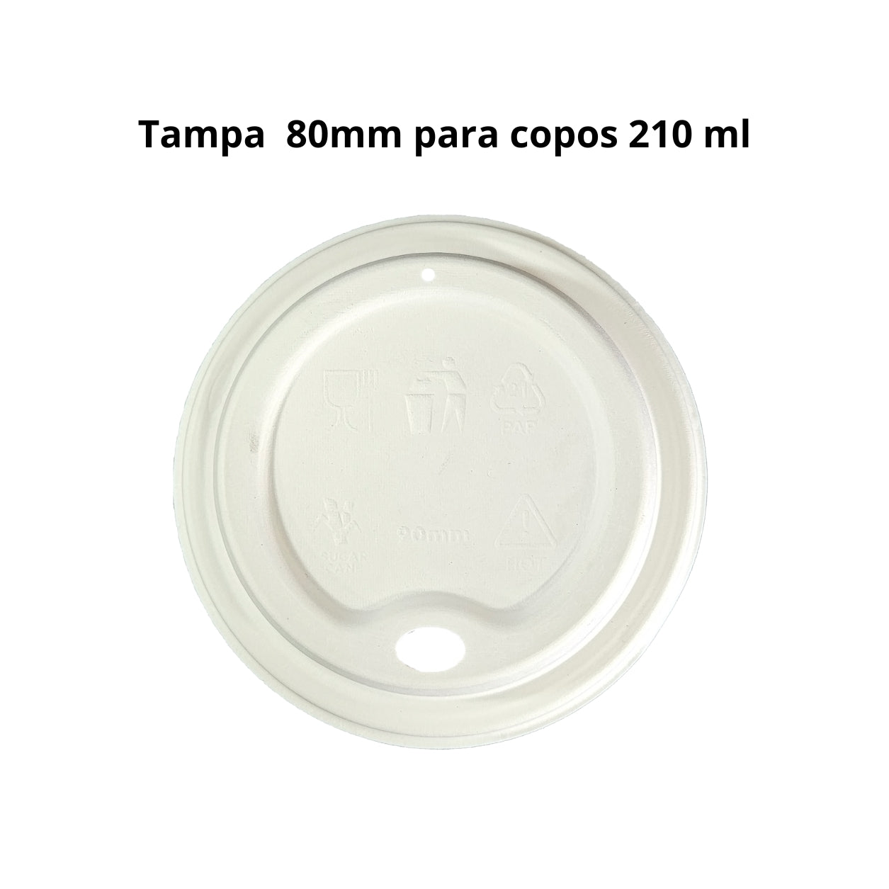 Tampa biodegradável e compostável para copo 210 ml - 50 un