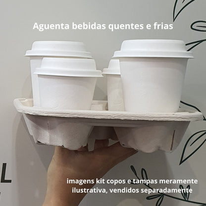Tampa biodegradável e compostável para copo 330 ml - 50 un