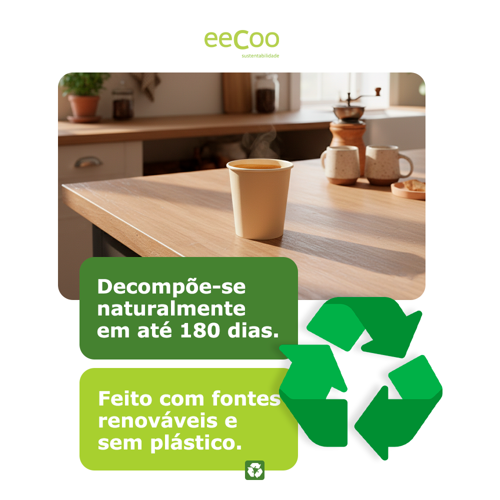 Copo de papel 100 ml biodegradável e compostável – 50 un
