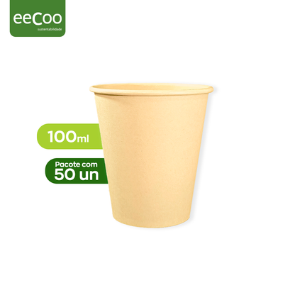 Copo de papel 100 ml biodegradável e compostável – 50 un