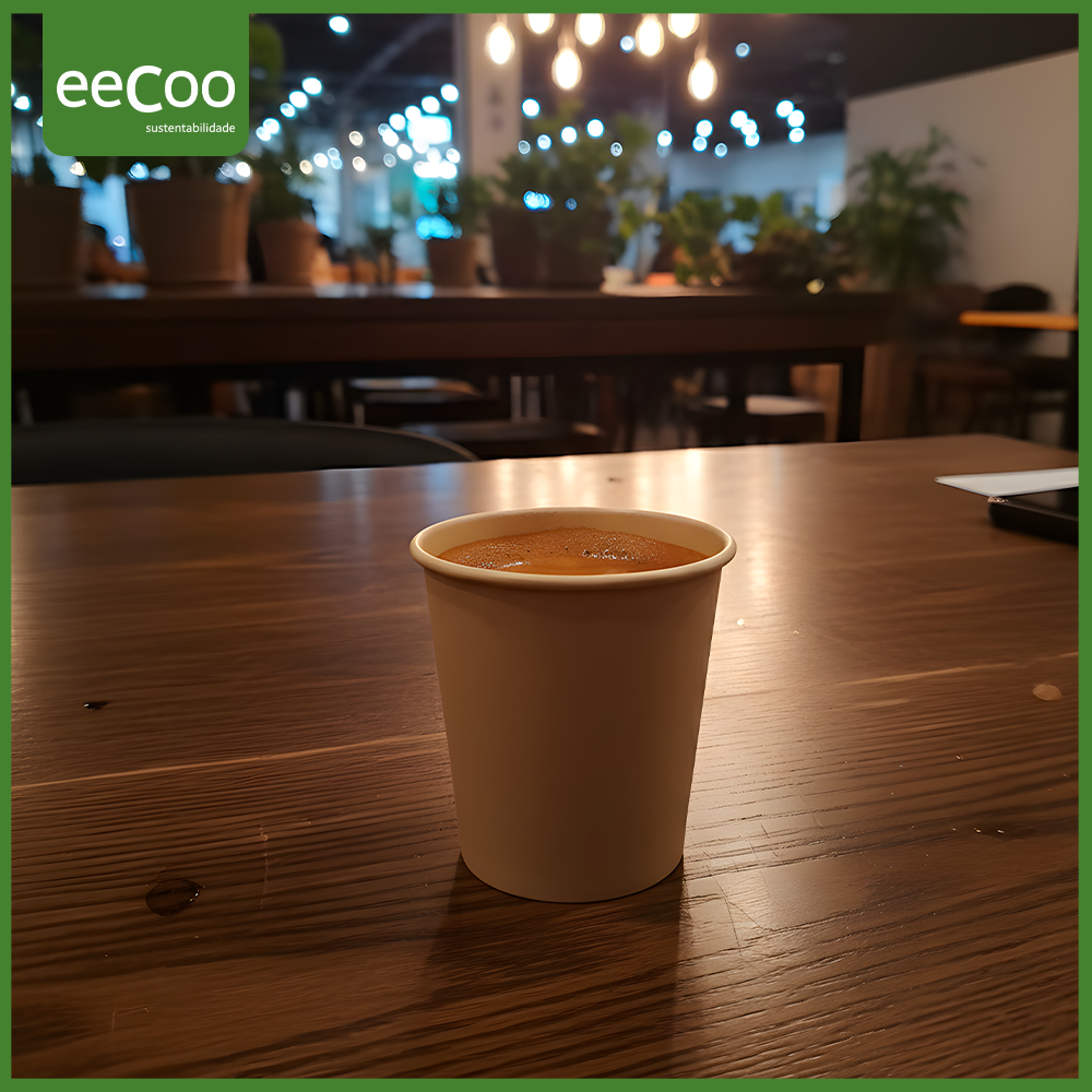 Copo de papel 100 ml biodegradável e compostável – 50 un