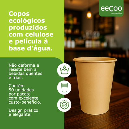 Copo de papel 240 ml biodegradável e compostável – 50 un