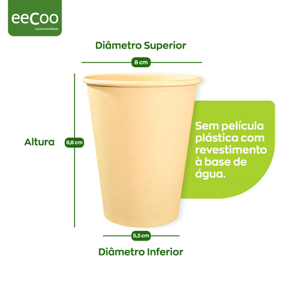 Copo de papel 240 ml biodegradável e compostável – 50 un