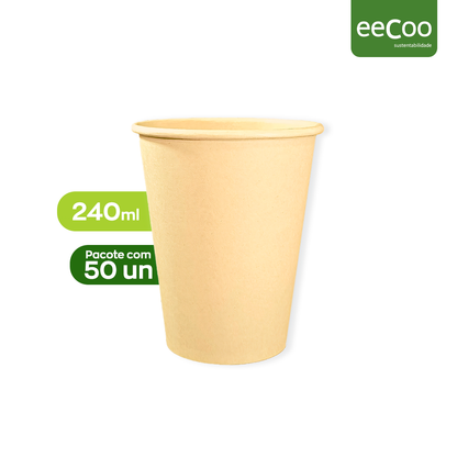 Copo de papel 240 ml biodegradável e compostável – 50 un