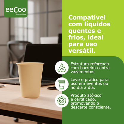 Copo de papel 240 ml biodegradável e compostável – 50 un