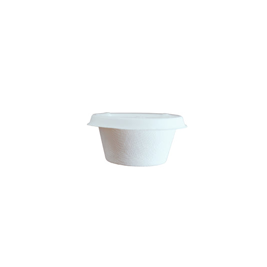 kit Pote para molho com tampa 50ml branco biodegradável e compostável – 100 un