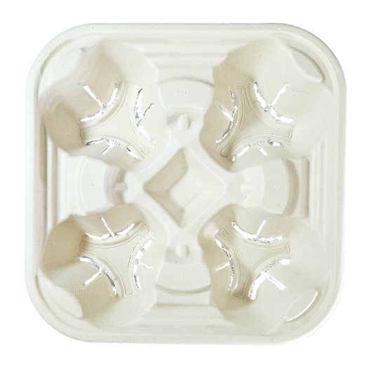 Suporte para 4 copos biodegradável e compostável - 75 un